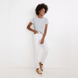 NWT Madewell 10" High-Rise Skinny Jeans in Pure White Stretch Denim 25